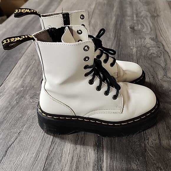 Dr Martens Women White Solid Platform Combat Boot Jadon Lace-Up Size 7 - Picture 2 of 10